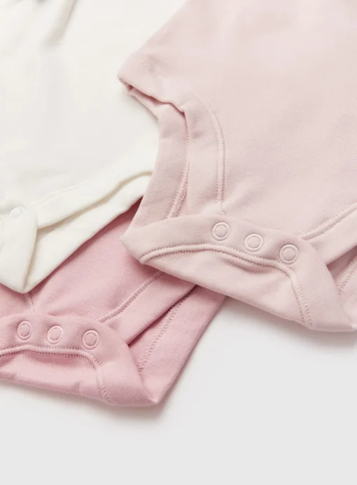 Plain Pink Long Sleeve Bodysuits 7 Pack Tiny Baby