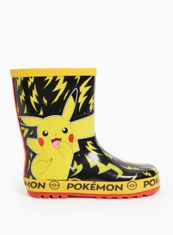 Pokemon Printed Yellow & Black Rubber Wellies 7 Infant