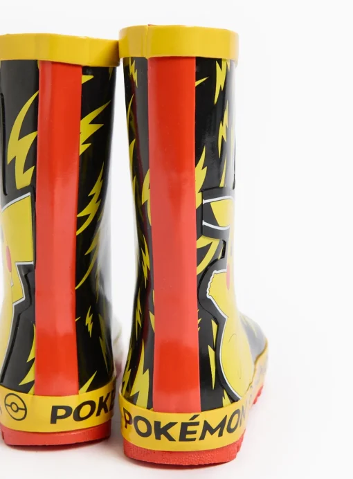 Pokemon Printed Yellow & Black Rubber Wellies 7 Infant
