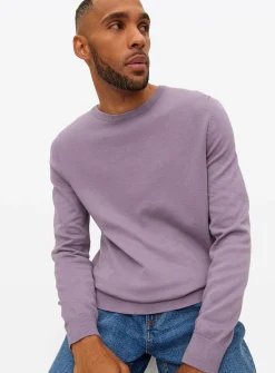 Purple Crew Neck Knitted Jumper M