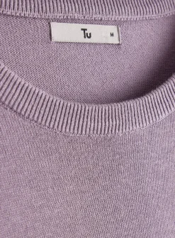Purple Crew Neck Knitted Jumper M