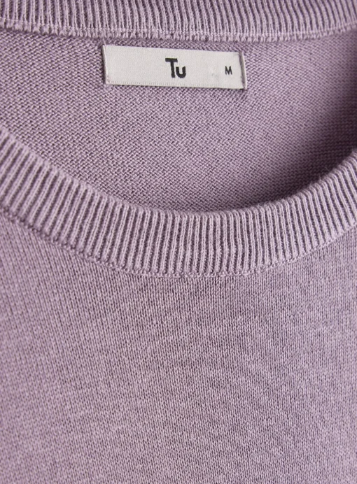Purple Crew Neck Knitted Jumper M