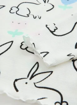 Rabbit Printed Waffle Long Sleeve Pyjamas 1-2 years