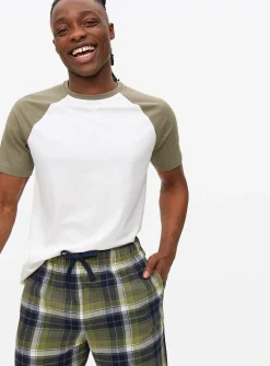 Raglan Green Checked T-Shirt & Check Pyjama Set XXL