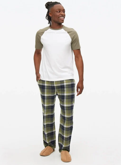 Raglan Green Checked T-Shirt & Check Pyjama Set XXL