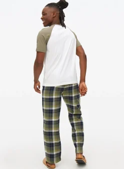 Raglan Green Checked T-Shirt & Check Pyjama Set XXL