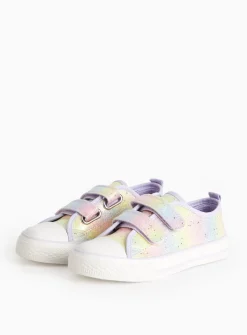Rainbow Glitter Twin Strap Trainers 9 Infant