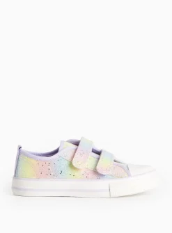 Rainbow Glitter Twin Strap Trainers 9 Infant