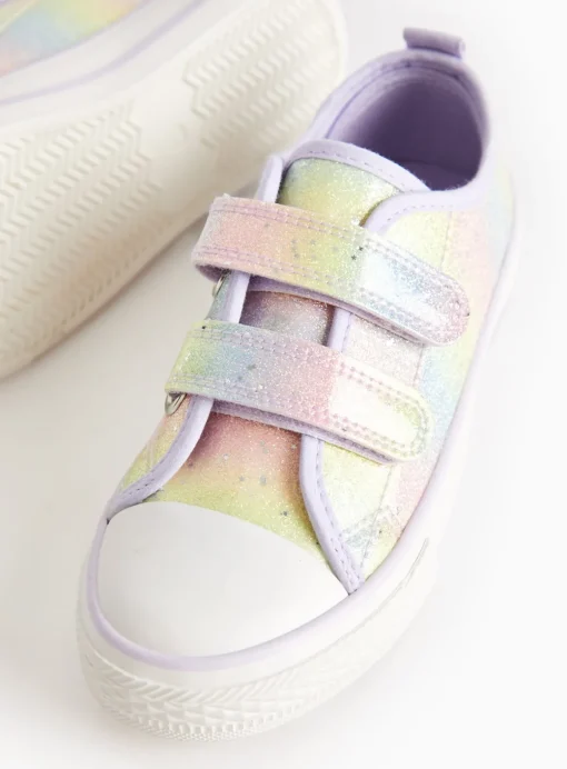 Rainbow Glitter Twin Strap Trainers 9 Infant