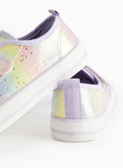 Rainbow Glitter Twin Strap Trainers 9 Infant