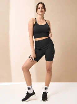 REAKTIV Black Ribbed Seamless Sports Crop Top XL