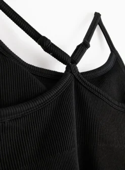 REAKTIV Black Ribbed Seamless Sports Crop Top XL
