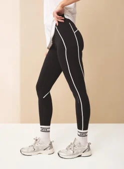 REAKTIV Black Training Legging With Reflective & Pocket Detail L