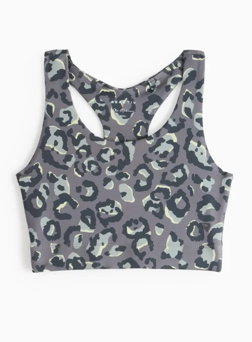 REAKTIV Bright Leopard Print Sports Crop Top S