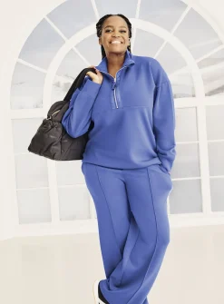 REAKTIV Cobalt Blue Luxe Scuba Half Zip Funnel Neck Sweatshirt M