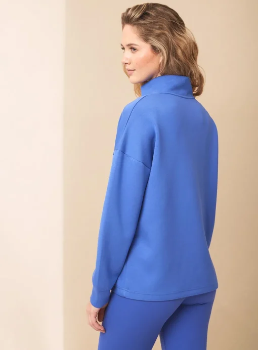REAKTIV Cobalt Blue Luxe Scuba Half Zip Funnel Neck Sweatshirt M
