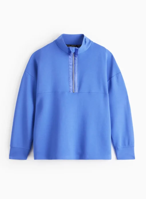 REAKTIV Cobalt Blue Luxe Scuba Half Zip Funnel Neck Sweatshirt M