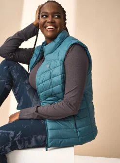 REAKTIV Green Padded Funnel Neck Gilet With Pockets S
