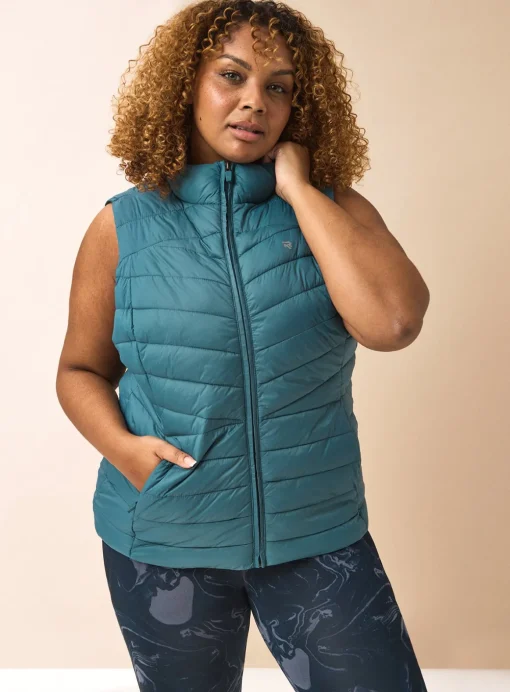 REAKTIV Green Padded Funnel Neck Gilet With Pockets S