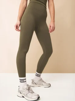 REAKTIV Khaki High Waisted Ribbed Seamless Legging XL