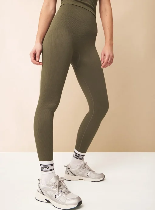 REAKTIV Khaki High Waisted Ribbed Seamless Legging XL