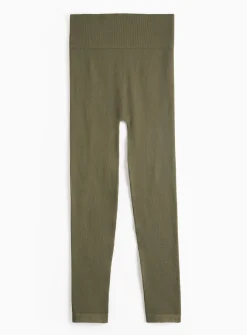 REAKTIV Khaki High Waisted Ribbed Seamless Legging XL