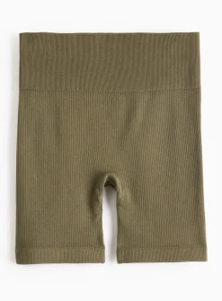 REAKTIV Khaki High Waisted Ribbed Seamless Cycle Short M
