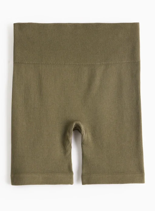 REAKTIV Khaki High Waisted Ribbed Seamless Cycle Short M