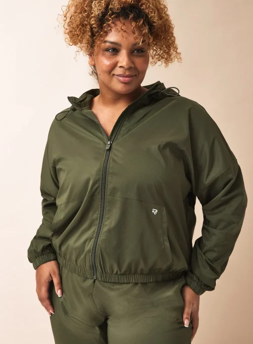 REAKTIV Khaki Shower Resistant Coord Training Zip-Through Jacket L