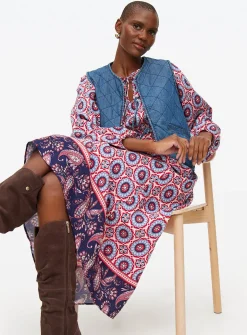 Red Border Print Boho Midaxi Dress 6