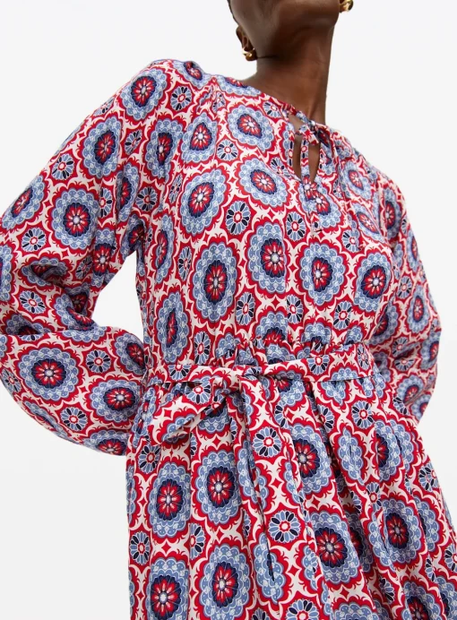 Red Border Print Boho Midaxi Dress 6