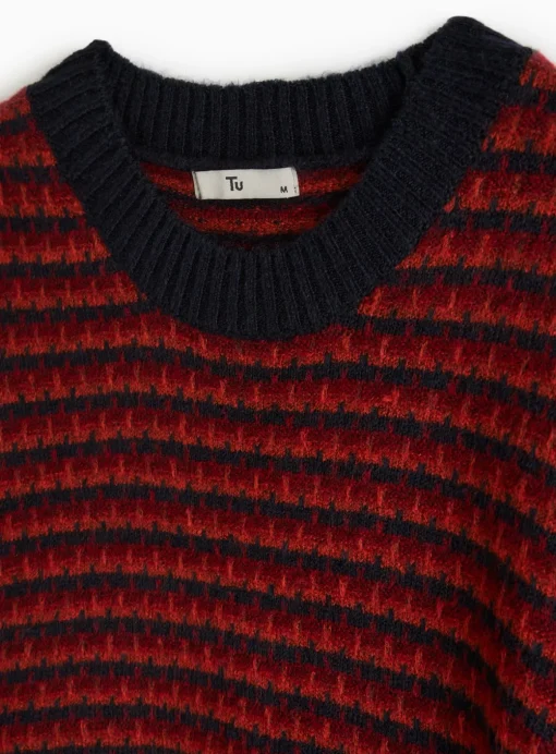 Red Brick Stitch Crew Neck Jumper L
