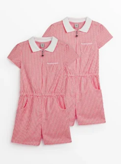 Red Gingham Play Suit 2 Pack 6 years