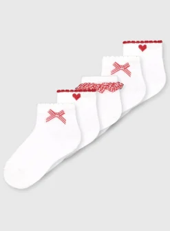 Red Gingham Socks 5 Pack - 12.5-3.5