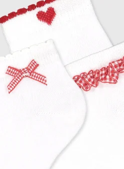Red Gingham Socks 5 Pack - 12.5-3.5