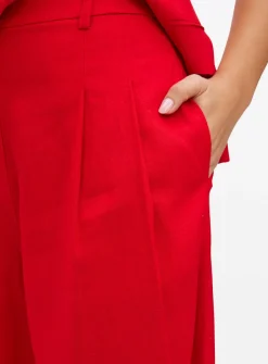 Red Linen Ultra Wide Trousers 14R