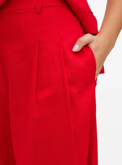 Red Linen Ultra Wide Trousers 14R