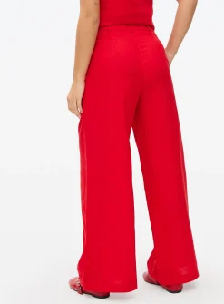 Red Linen Ultra Wide Trousers 14R