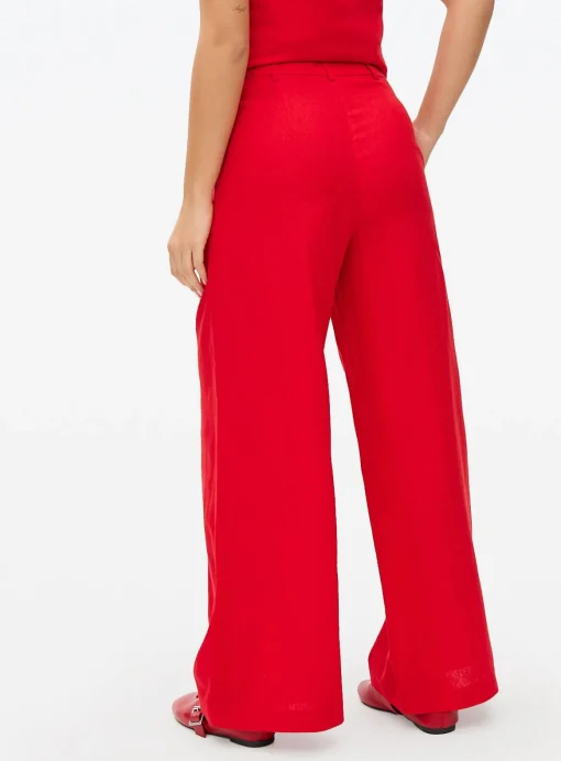 Red Linen Ultra Wide Trousers 14R