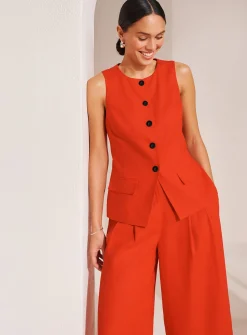 Red Linen Ultra Wide Trousers 14R
