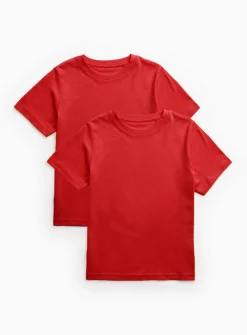 Red Plain School Sports T-Shirts 2 Pack 6 years