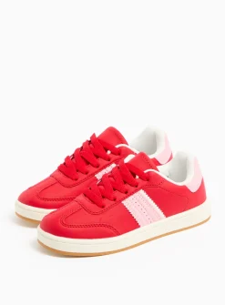 Red Retro Stripe Court Trainers 11 Infant
