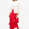 Red Satin Asymmetric Midaxi Skirt 12