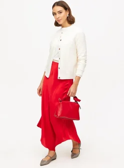Red Satin Asymmetric Midaxi Skirt 12