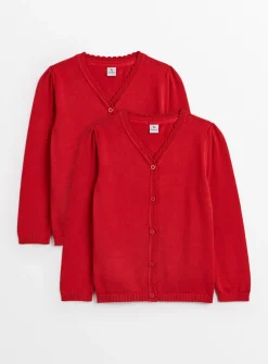 Red Scalloped Cardigan 2 Pack 4 years