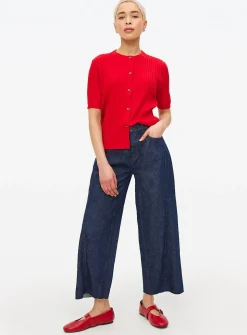 Red Short Sleeve Cable Knit Cardigan 16