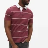 Red Stripe Short Sleeve Rugby Polo Shirt S