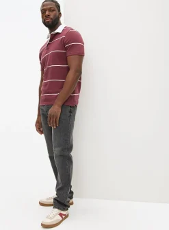 Red Stripe Short Sleeve Rugby Polo Shirt S