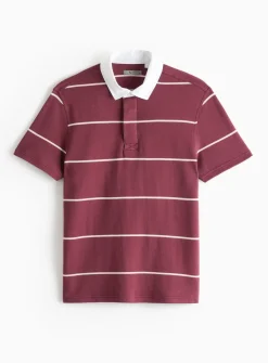 Red Stripe Short Sleeve Rugby Polo Shirt S