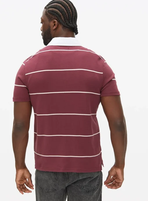 Red Stripe Short Sleeve Rugby Polo Shirt S